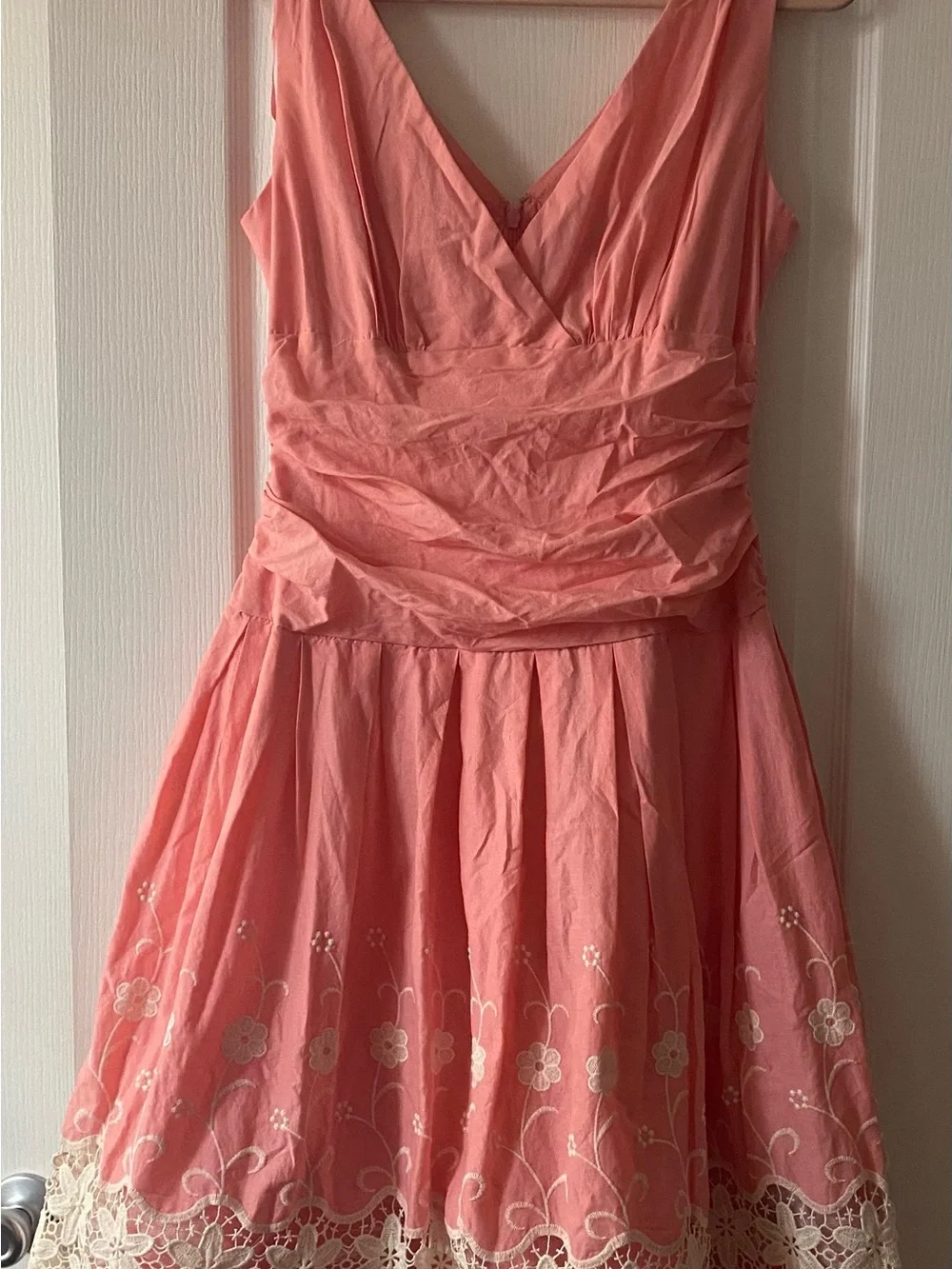 Cottage Core Gorgeous Cotton Floral Lace SLNY Fit & Flare Fairy Feminine Dress - Picture 2 of 11